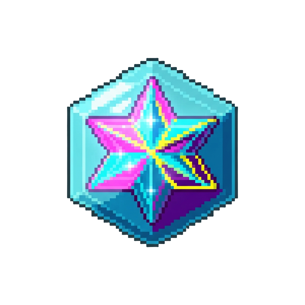 A Glowing Neon Holographic Star Core