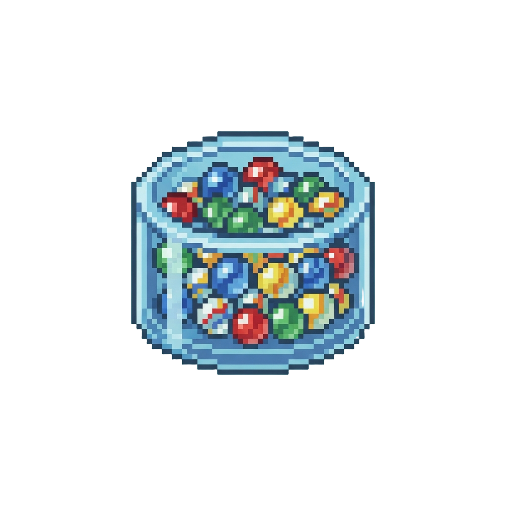 A Tub Full of Shiny Glass Marbles