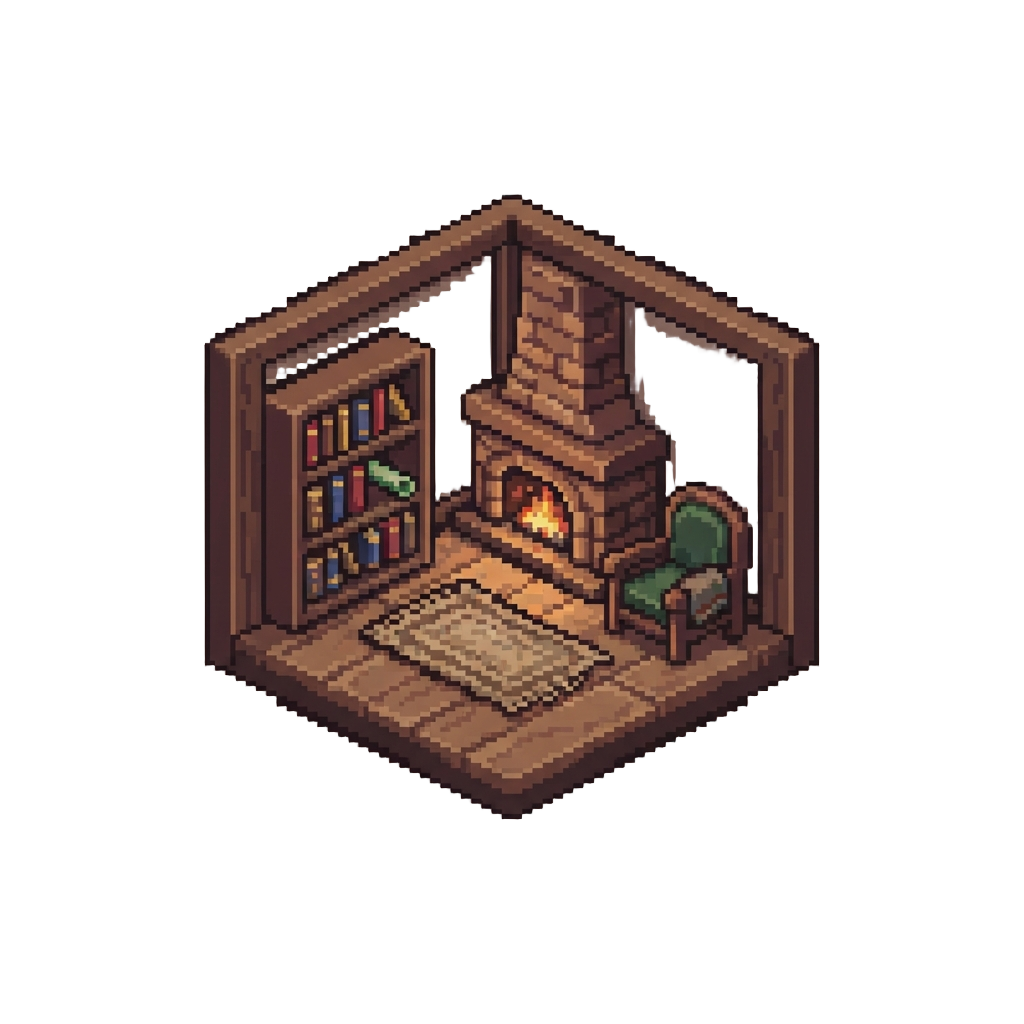 A Cozy Miniature Study with a Crackling Fireplace