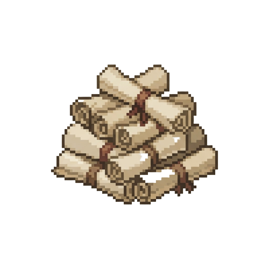 A Mountain of Loose Parchment Scrolls