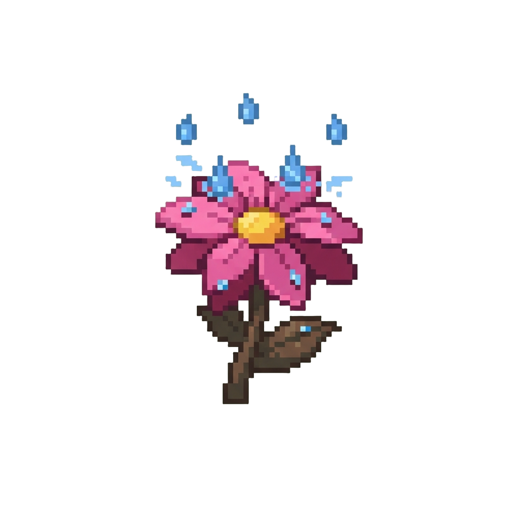 A Gentle Rain Shower Over a Blooming Flower