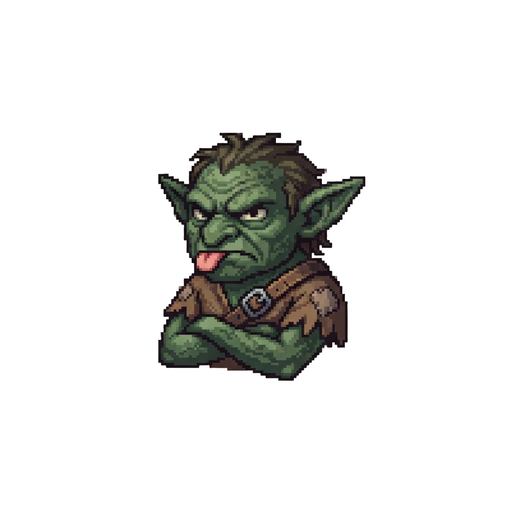A Tiny Grumpy Gremlin Sticking Its Tongue Out