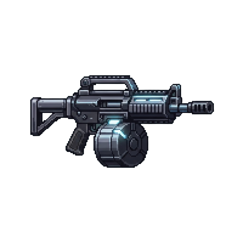 A Glowing Drum-fed Assault Rifle