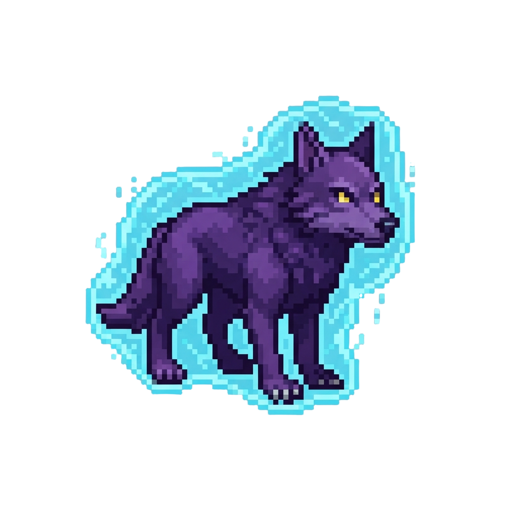 A Violet Void Wolf with Energy-shield Aura