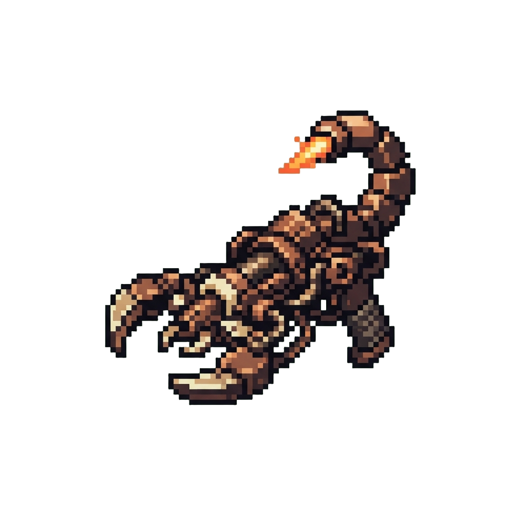 A Dark-bronze Scorpion Striker with Segmented Laser Stinger