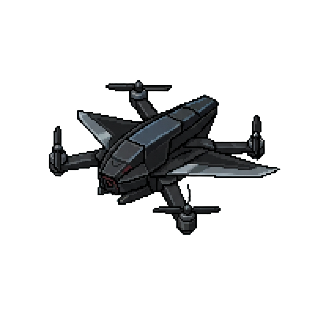 A Midnight Raven Drone with Stealth Wing-blades