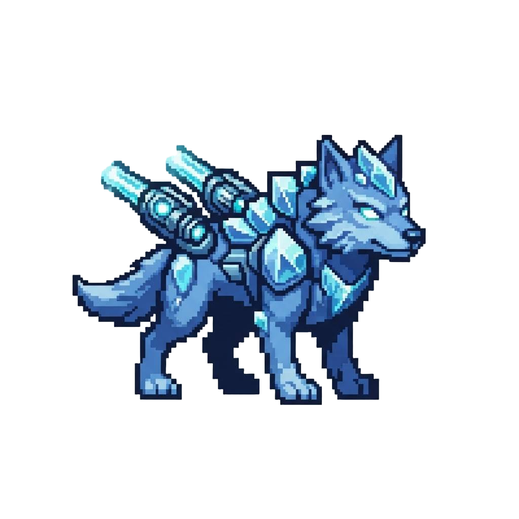 A Cobalt Frost Wolf with Ice Beam Tail Turrets