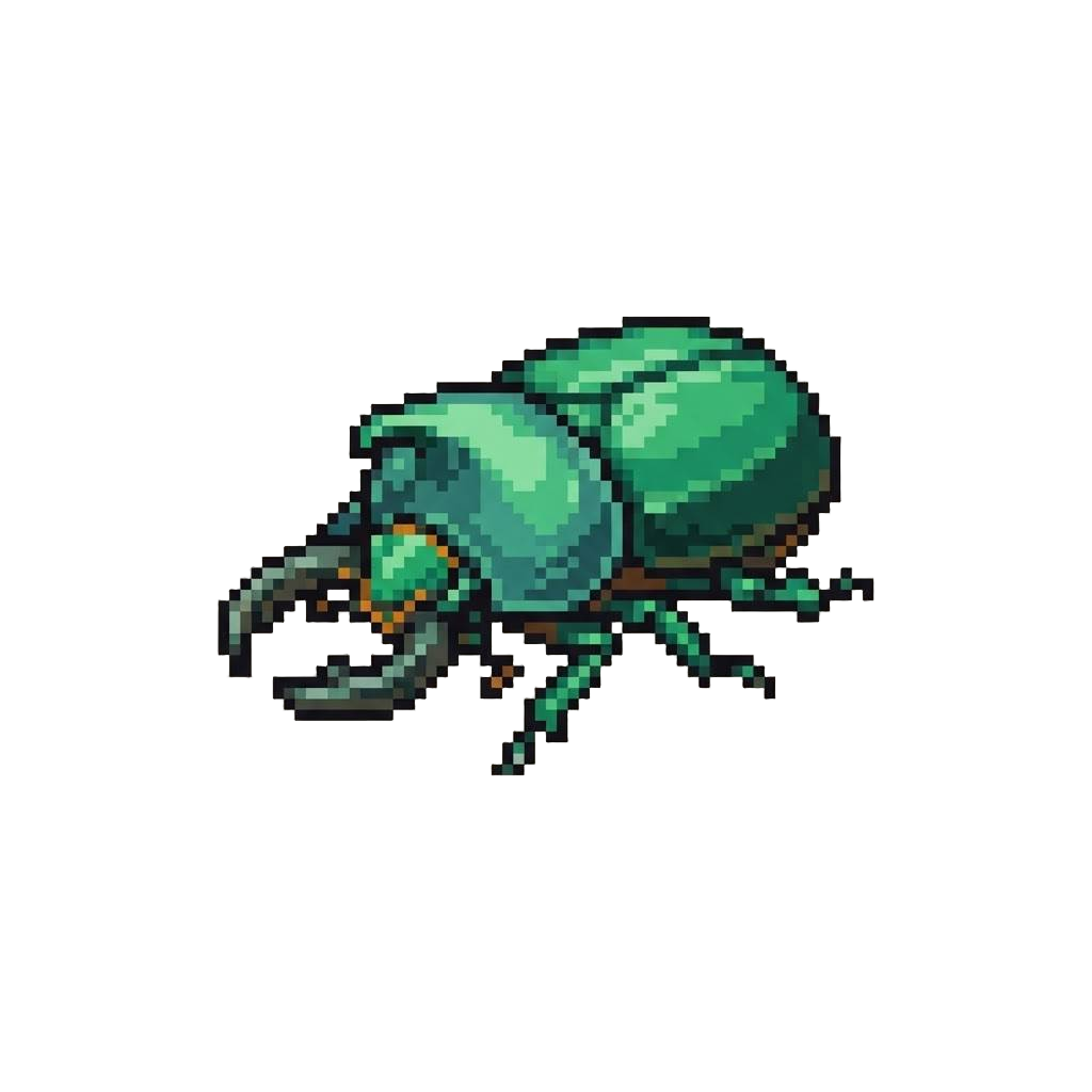 A Emerald Horned Beetle with Crushing Horn Pincers