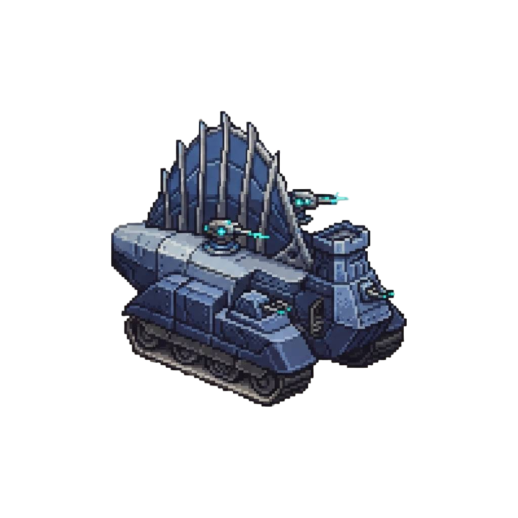 A Cobalt Spino Fortress with Sail-mounted Laser Turrets