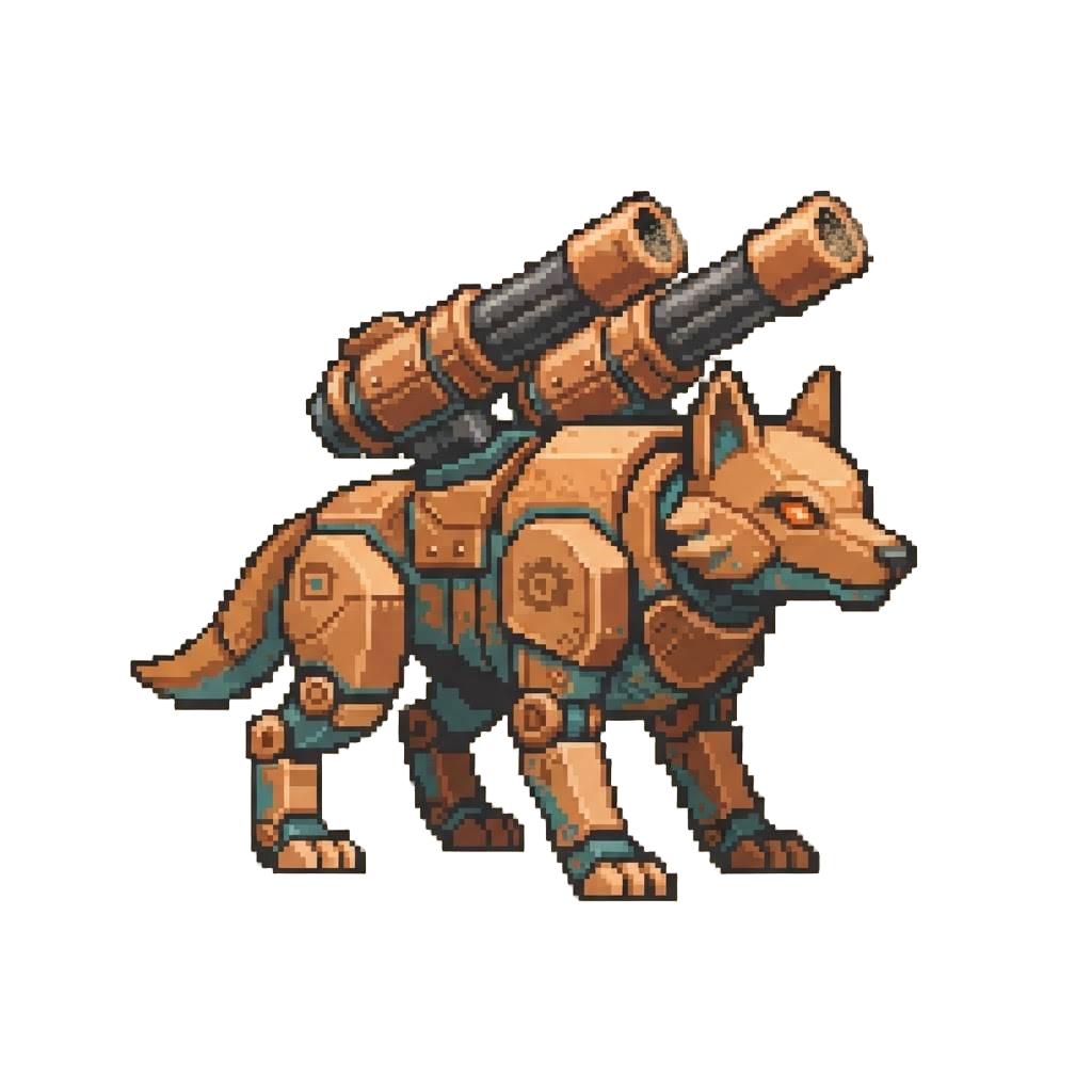 A Copper Desert Wolf with Dual Sand Cannons