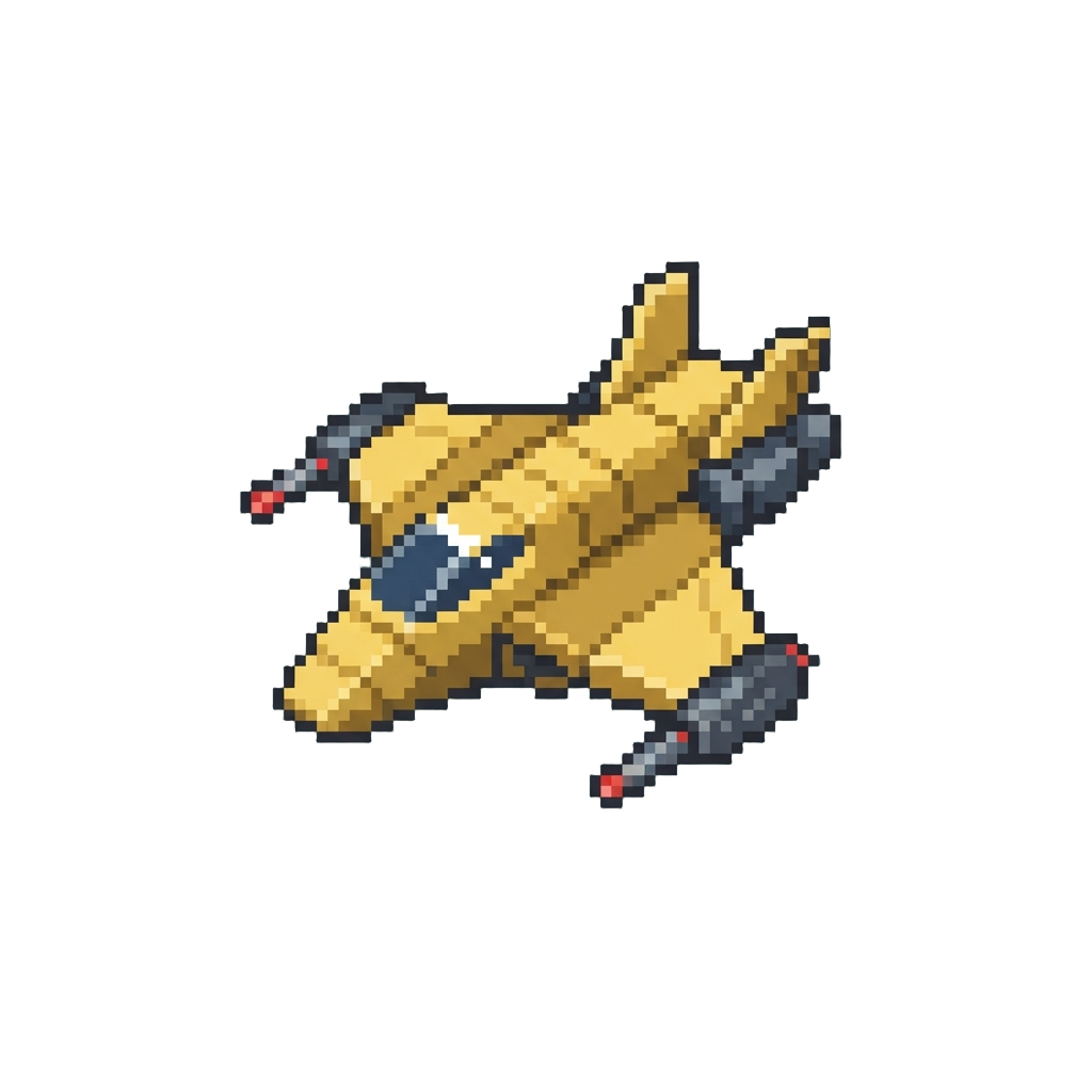 A Golden Sky Falcon with Wing-mounted Laser Cannons
