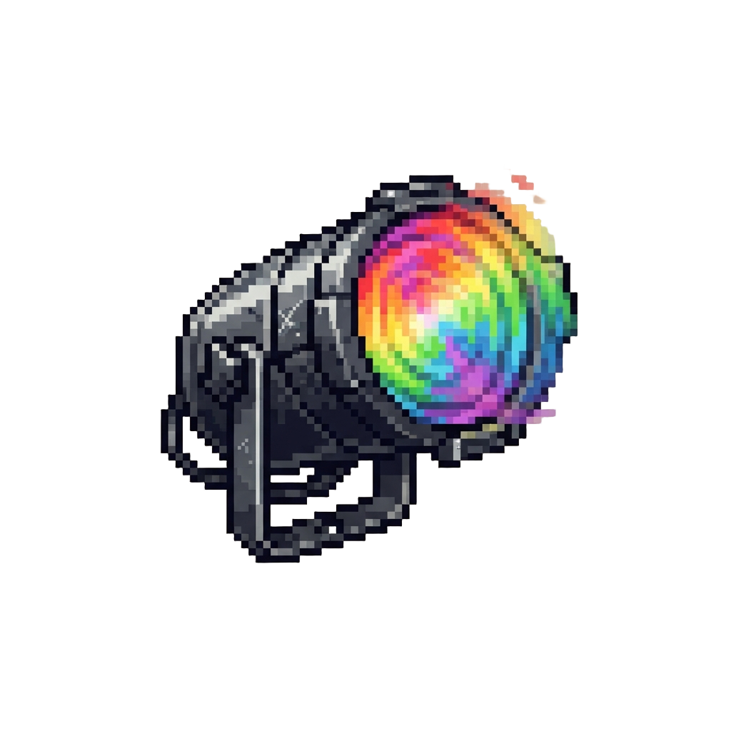 The Stage Lights Spinning Out of Control in Crazy Rainbow Chaos