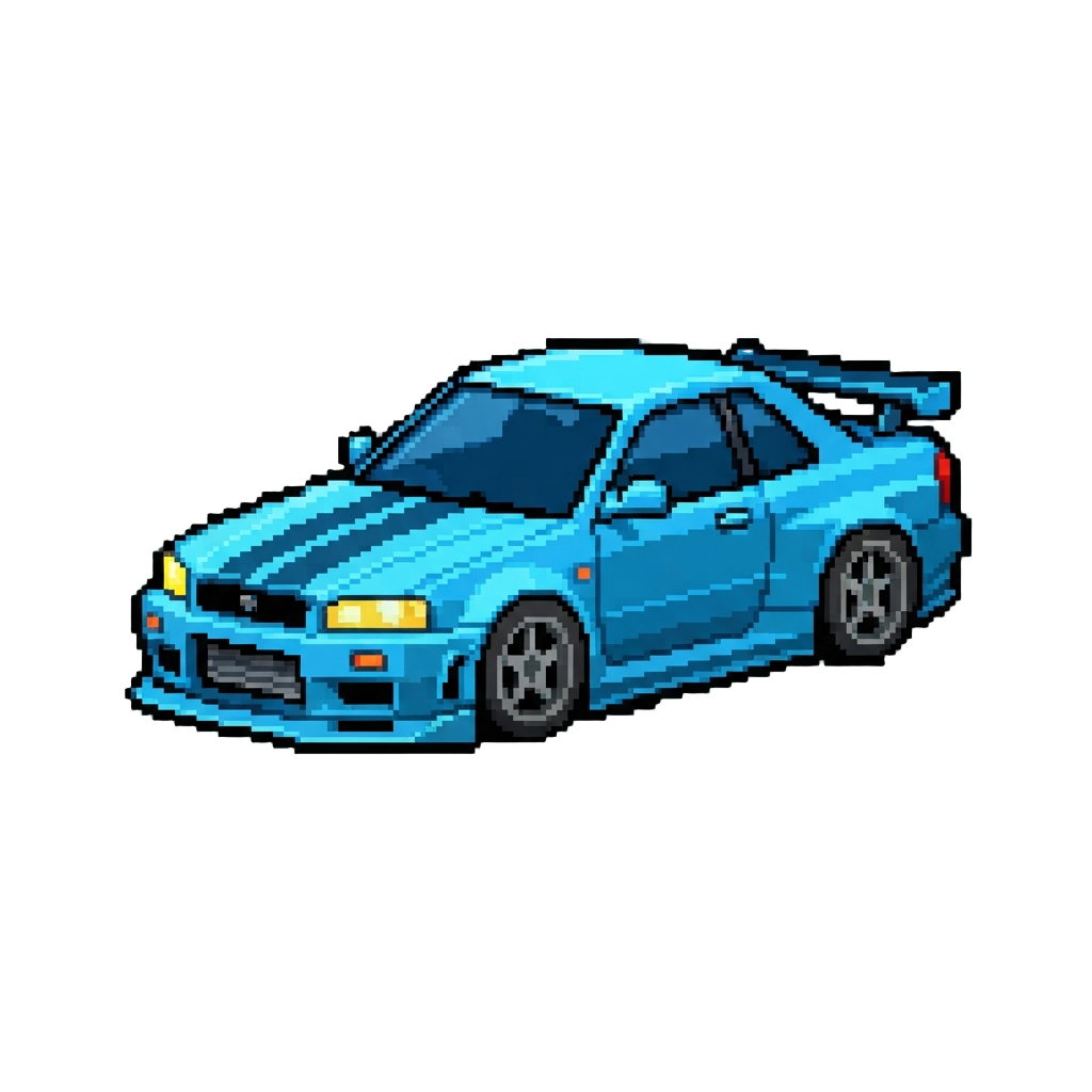 A Neon-blue Custom Tuner Car