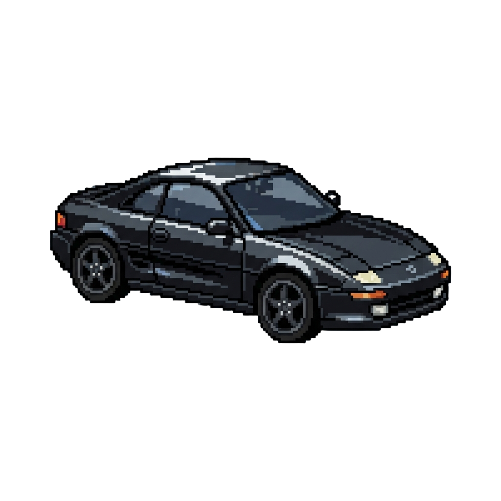 A Glossy Black Stealth Sports Car