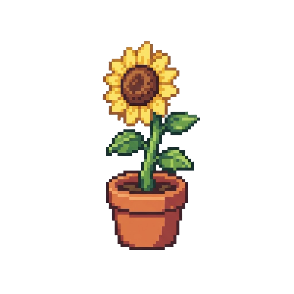 A Potted Blooming Sunflower