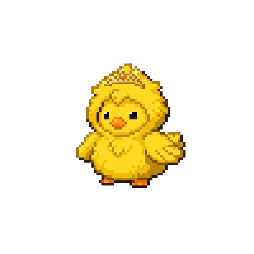 Golden Fluffy Chick Costume with Tiny Glittery Tiara