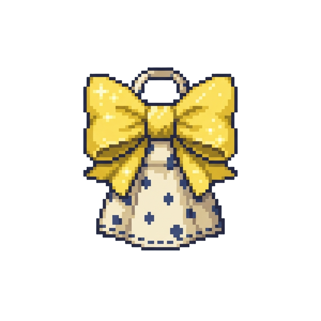 Sparkly Oversized Yellow Bow Attached to a Silly Polka-dot Apron