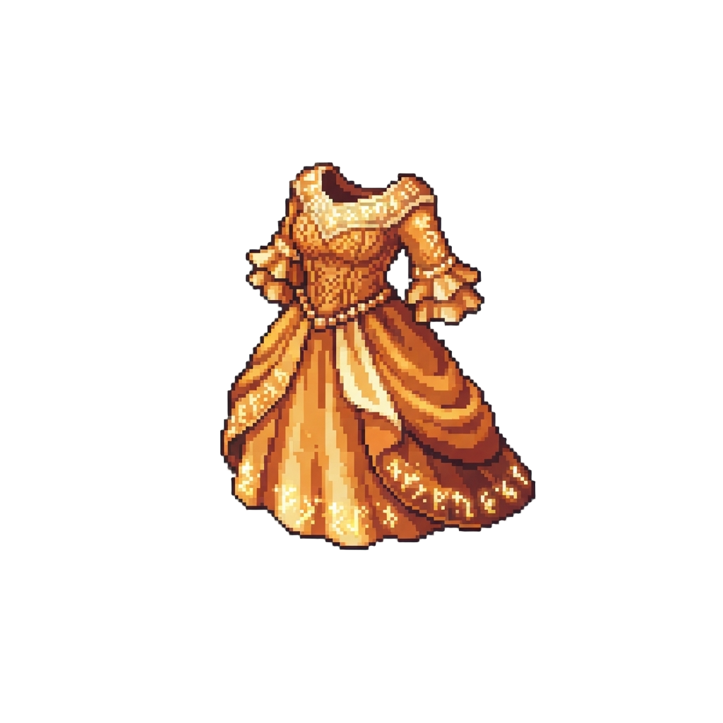 Warm Topaz Glowing Gown Adorned with Glittering Voltan Runes