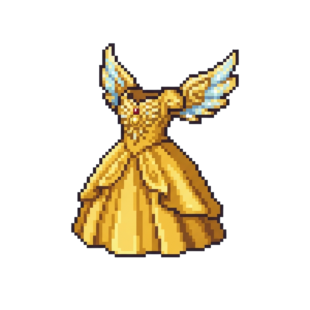 Golden Sunlight Princess Gown with Shimmering Voltan Crest Wings