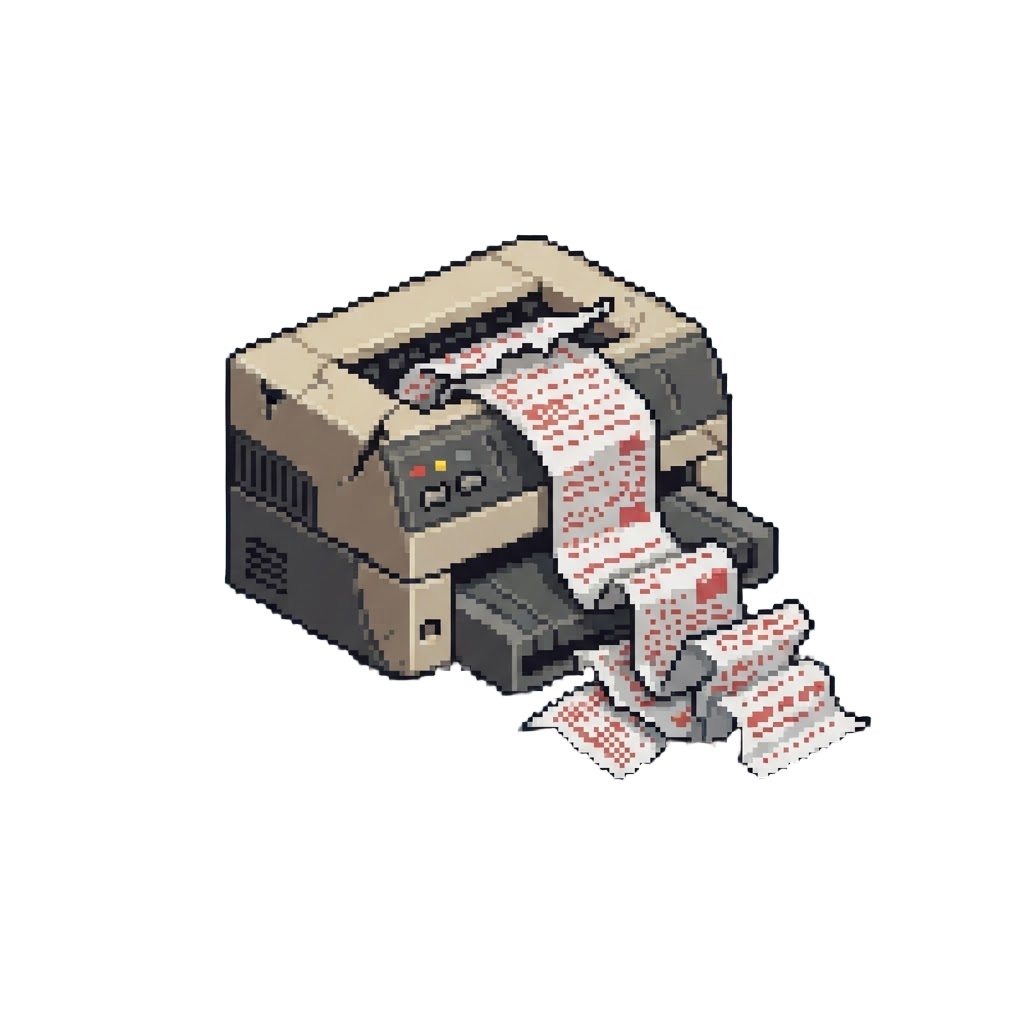 A Broken Printer Spitting Endless Error Paper
