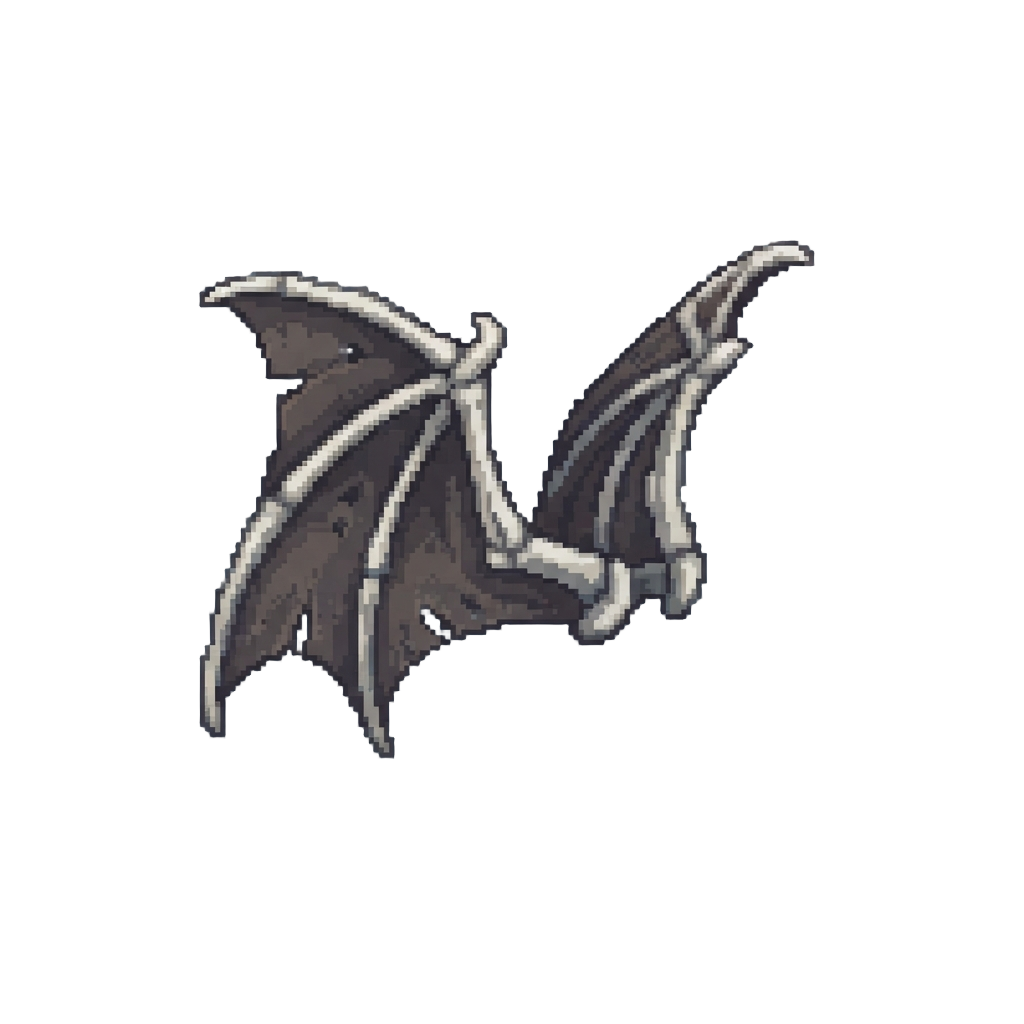 Skeletal Bone Wings with Membrane Webbing