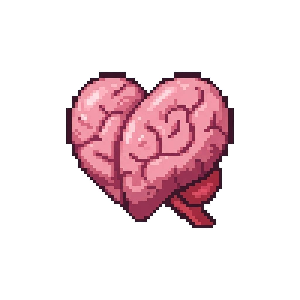 A Shiny Heart-shaped Brain Popping Out
