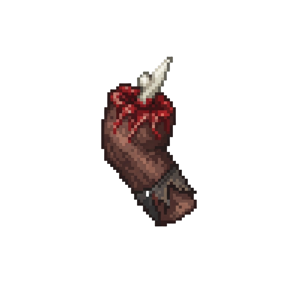 Bloody Severed Limb Stumps with Protruding Sharp Bone