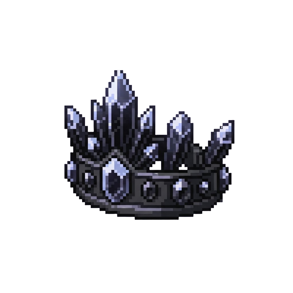 A Dark Crown Made of Black Glowing Crystals