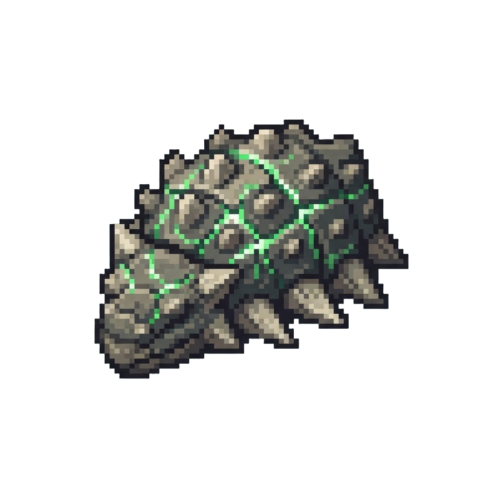 An Ankylosaurus Armored Shell Plates with Glowing Green Veins