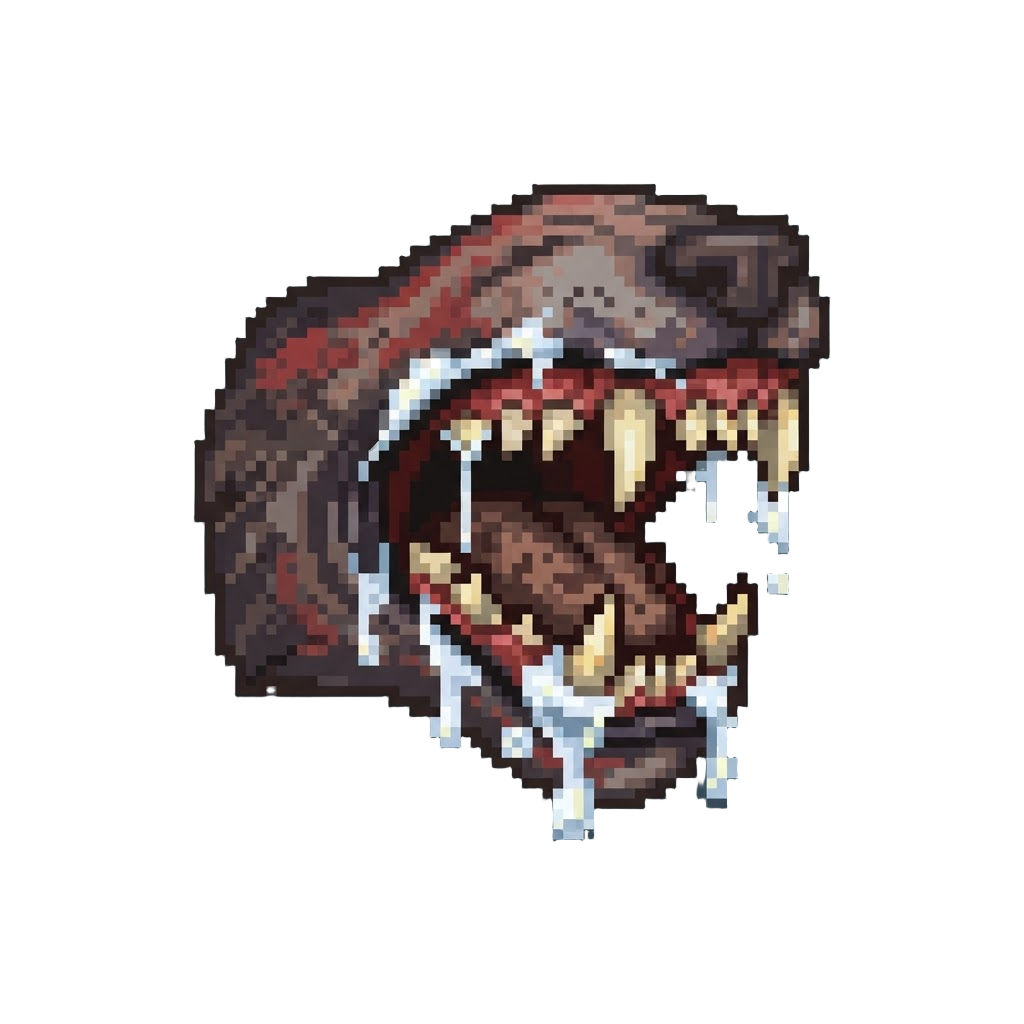 A Foaming Rabid Maw with Razor-sharp Canine Teeth