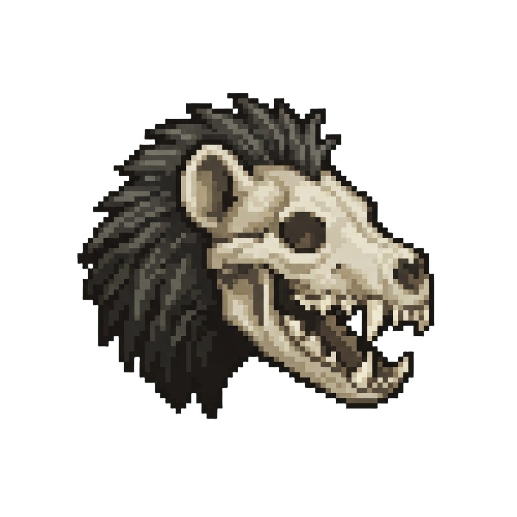 A Ravenous Hyena Jaw with Bristled Dark Mane