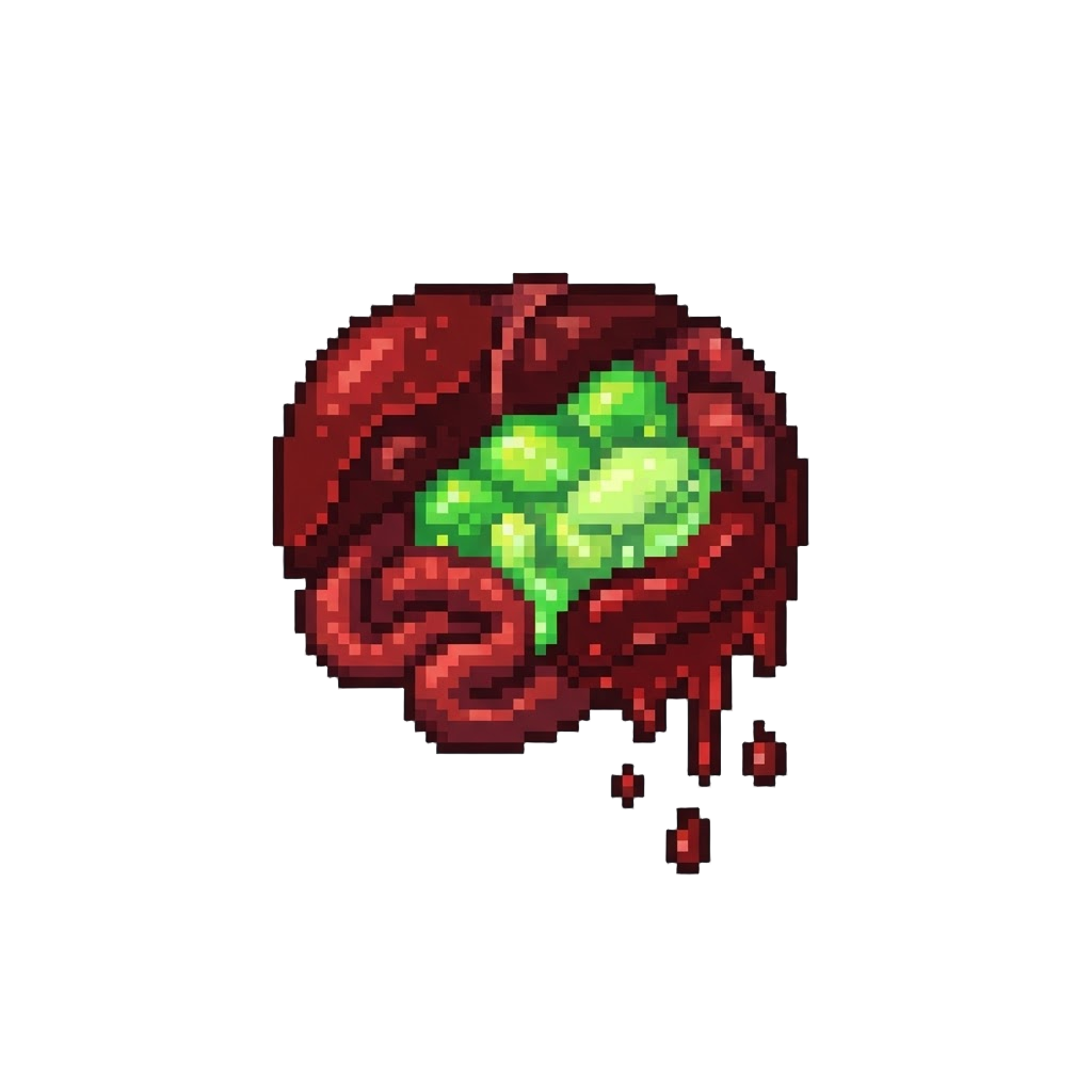 Exposed Glowing Green Organs and Dripping Blood Slime