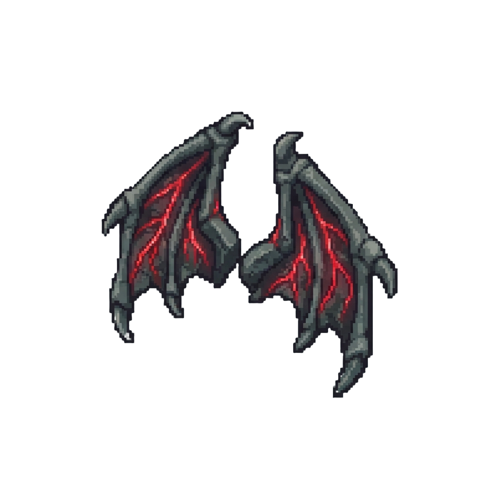 Gargoyle Stone Wings with Glowing Red Veins