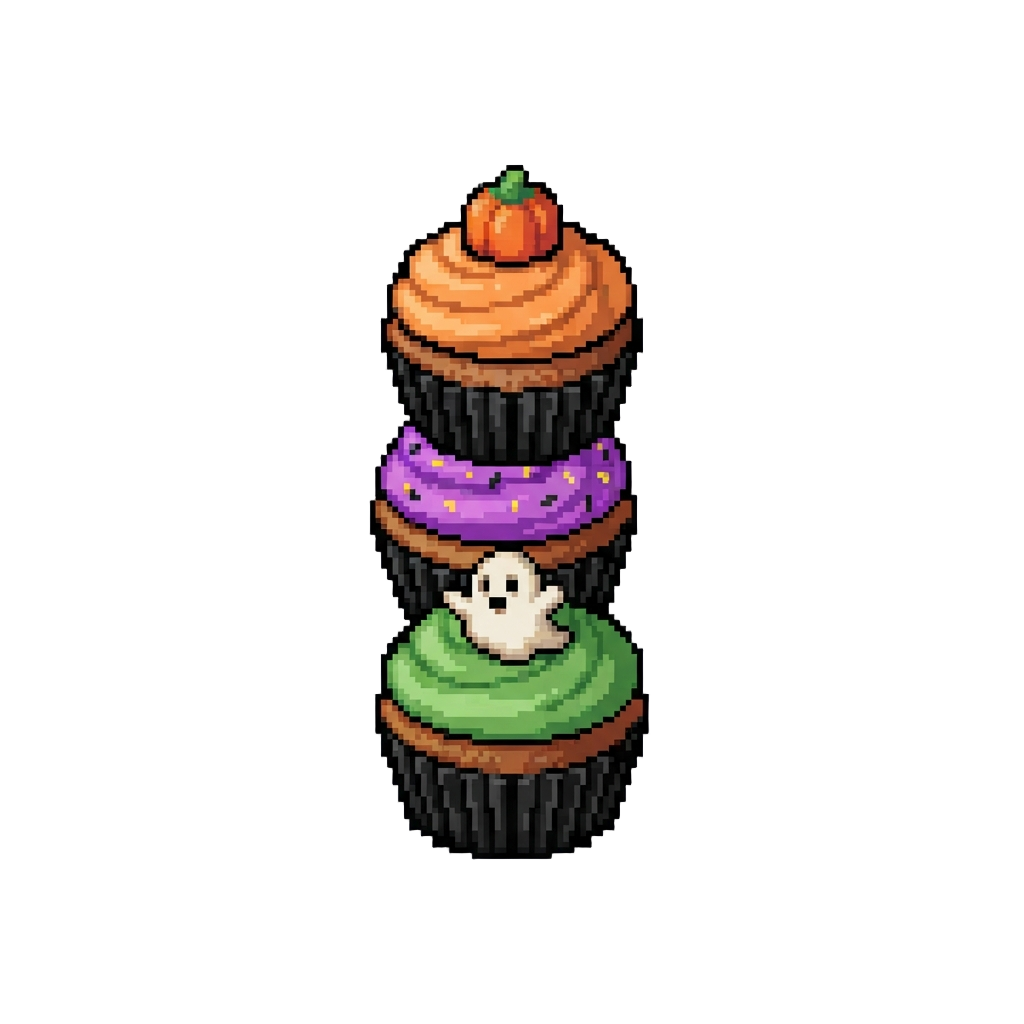 A Tower of Frosted Halloween Cupcakes