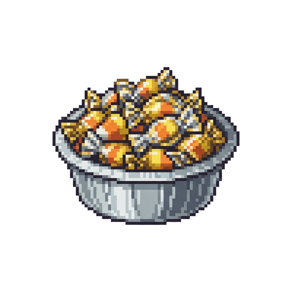 A Big Bowl of Foil-wrapped Candy Corn