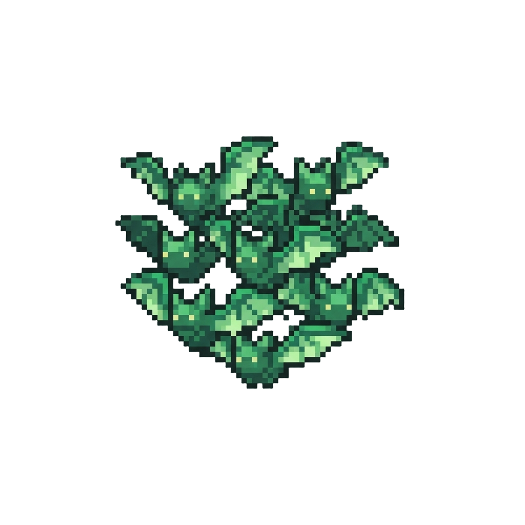 A Swarm of Friendly Glowing Green Mini-bats