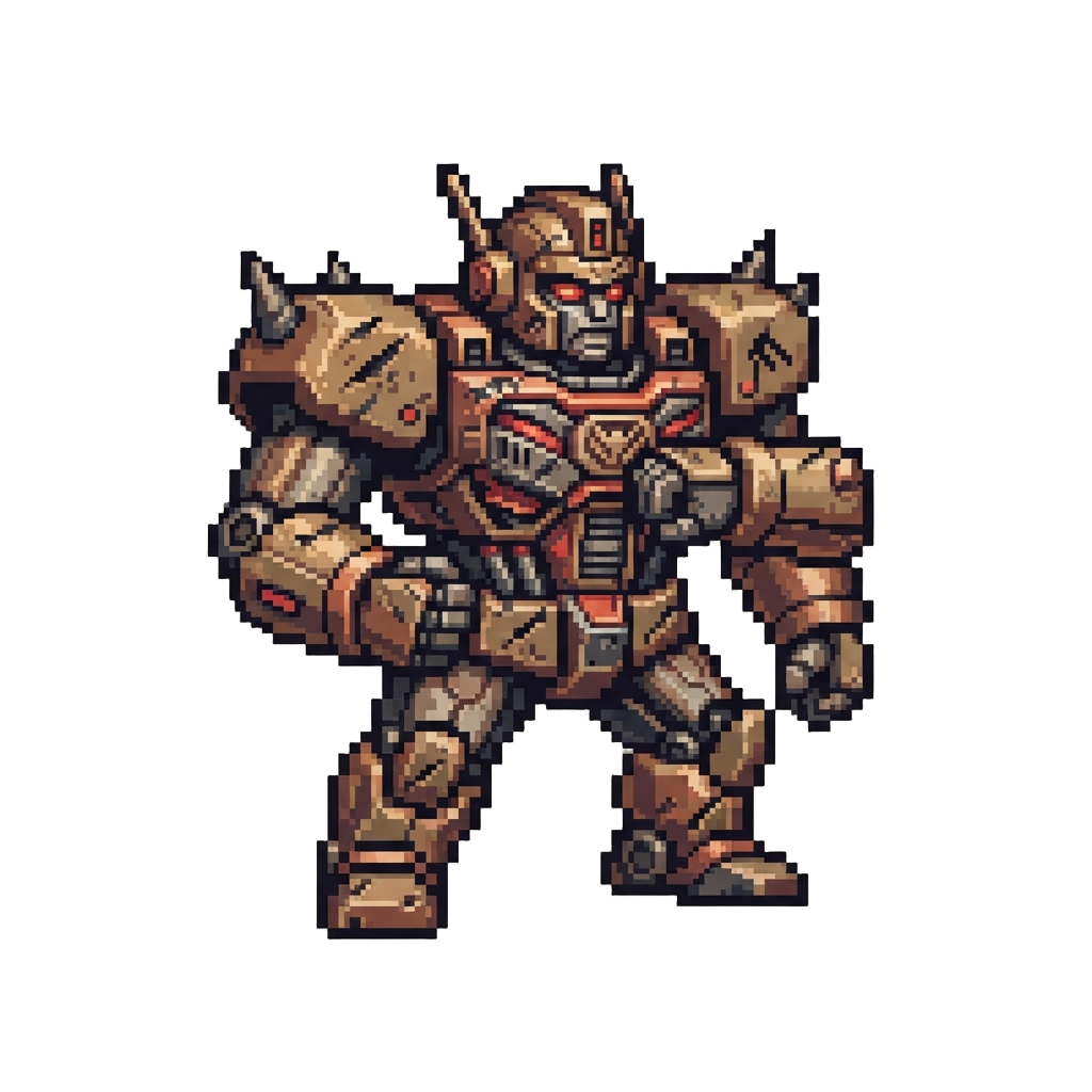 A Battle-scarred Bronze Ape Megazord Pounding Its Chest