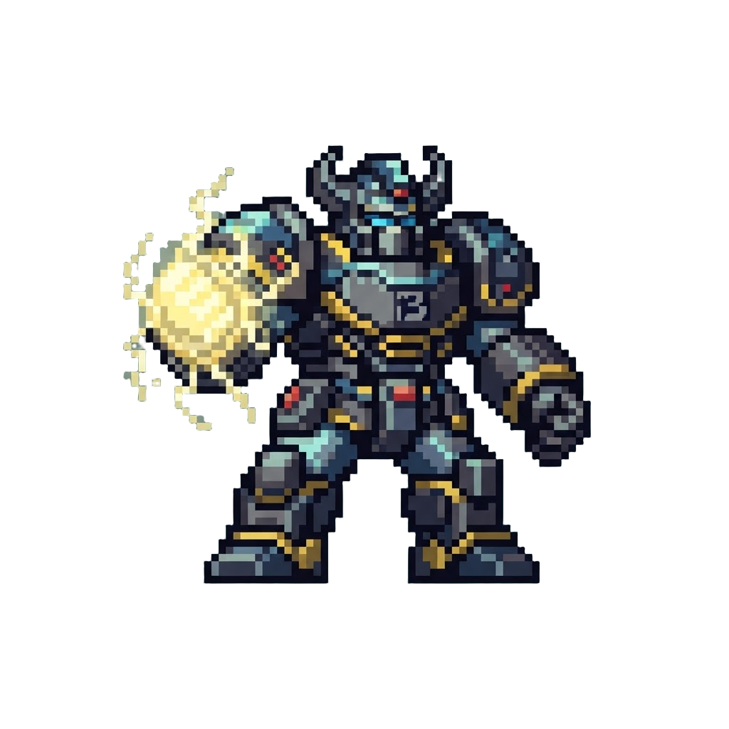 A Heavy Iron Behemoth Megazord with Thunder-charged Fists