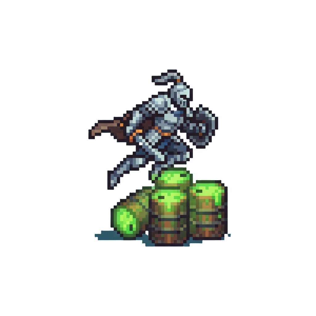 Leaping Over a Pile of Glowing Green Barrels