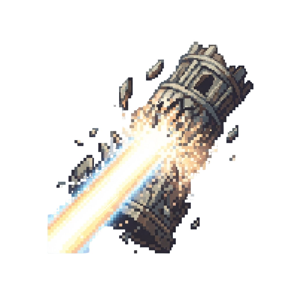 A Powerful Repulsor Beam Blast Vaporizing a Giant Falling Structure