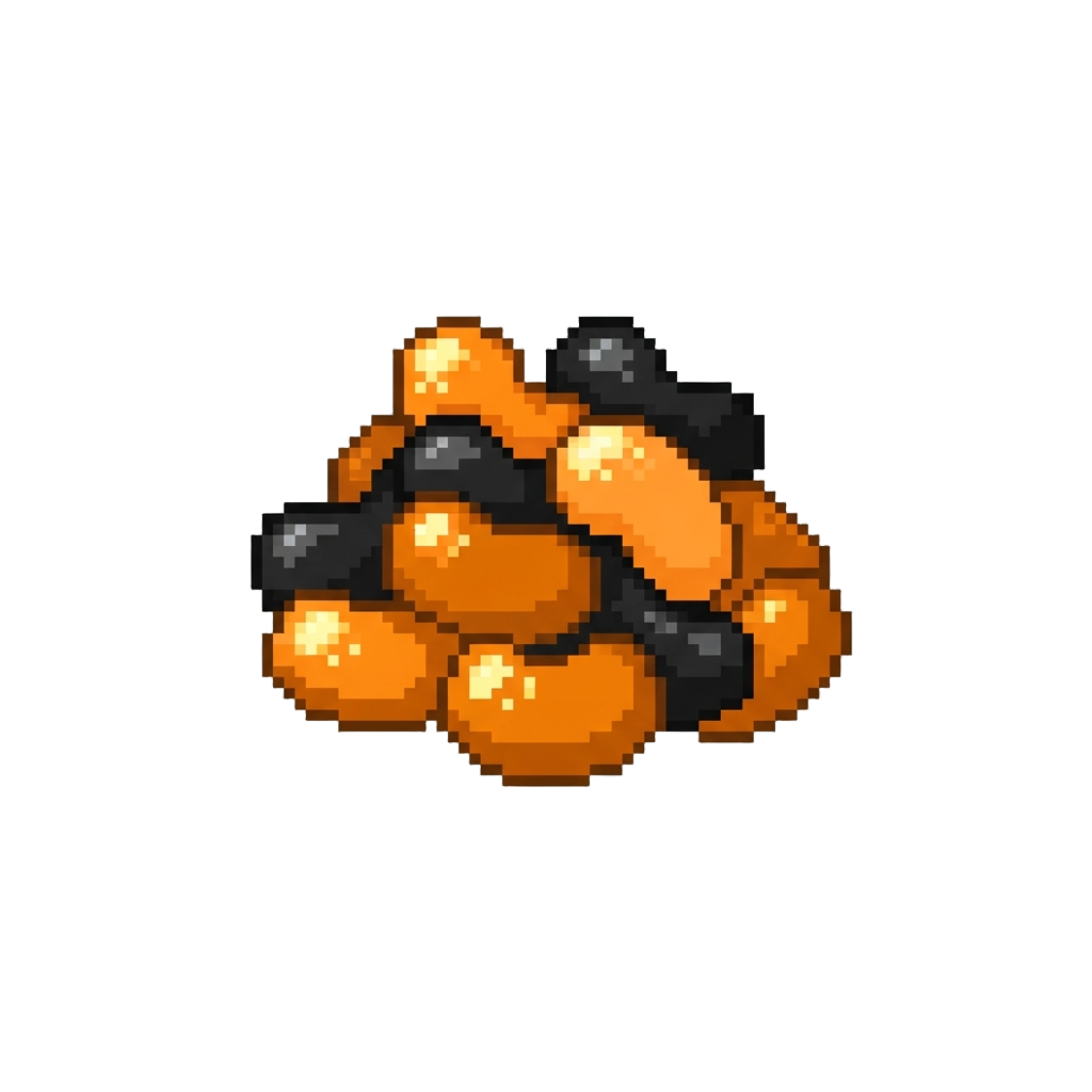 A Handful of Orange and Black Jellybeans