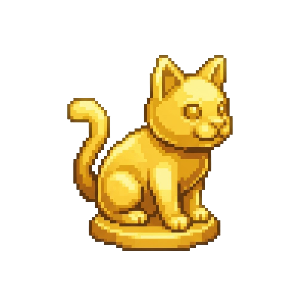 A Glowing Golden Cat Figurine