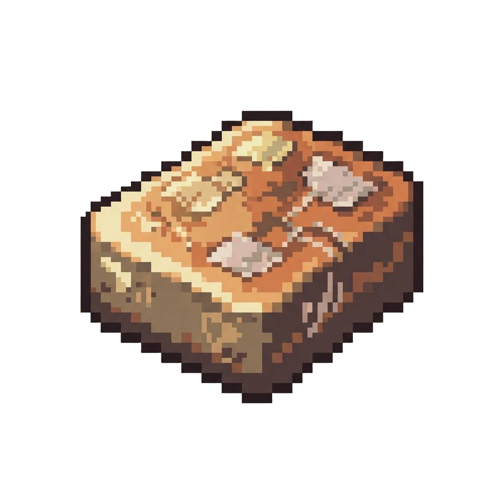 A Faded Burnt-toast Memory Foam Block Covered in Sticker Residue