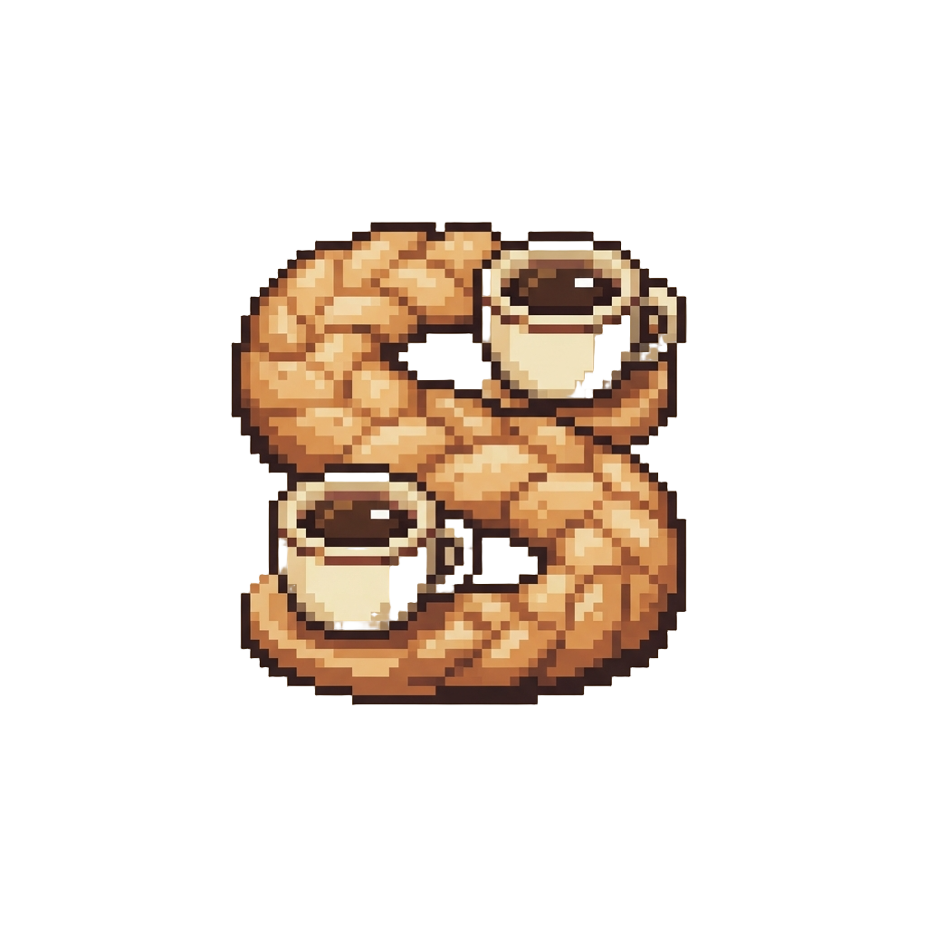 A Winding Braided-bread Coaster Track Curving Around Plush Coffee Cups