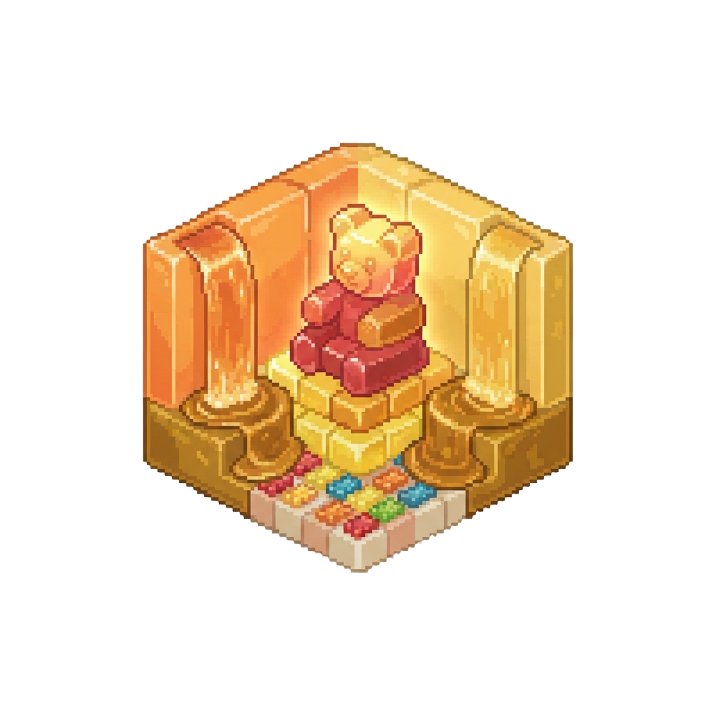 A Glowing Gummy Bear Throne Room Flanked by Honey Waterfalls