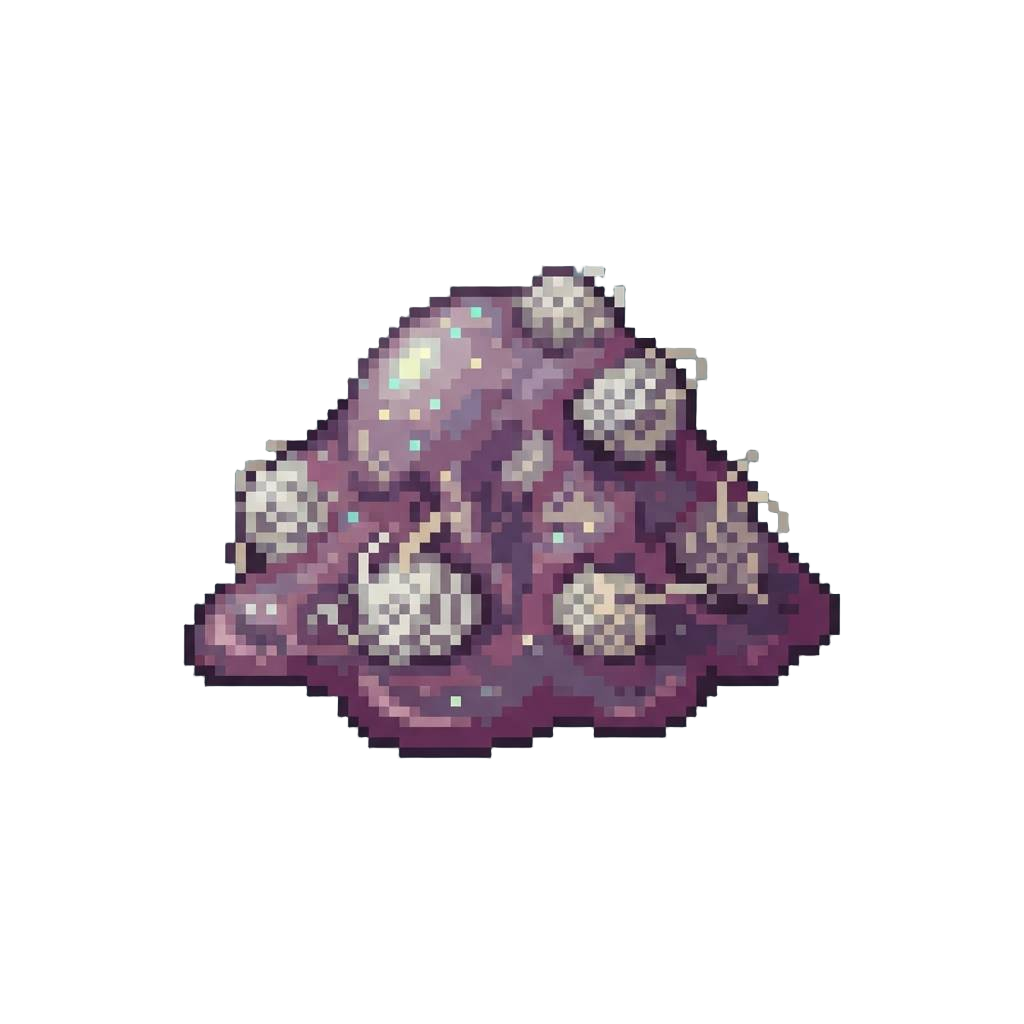 A Dusty Heap of Melted Glitter Slime Tangled in Lint Balls