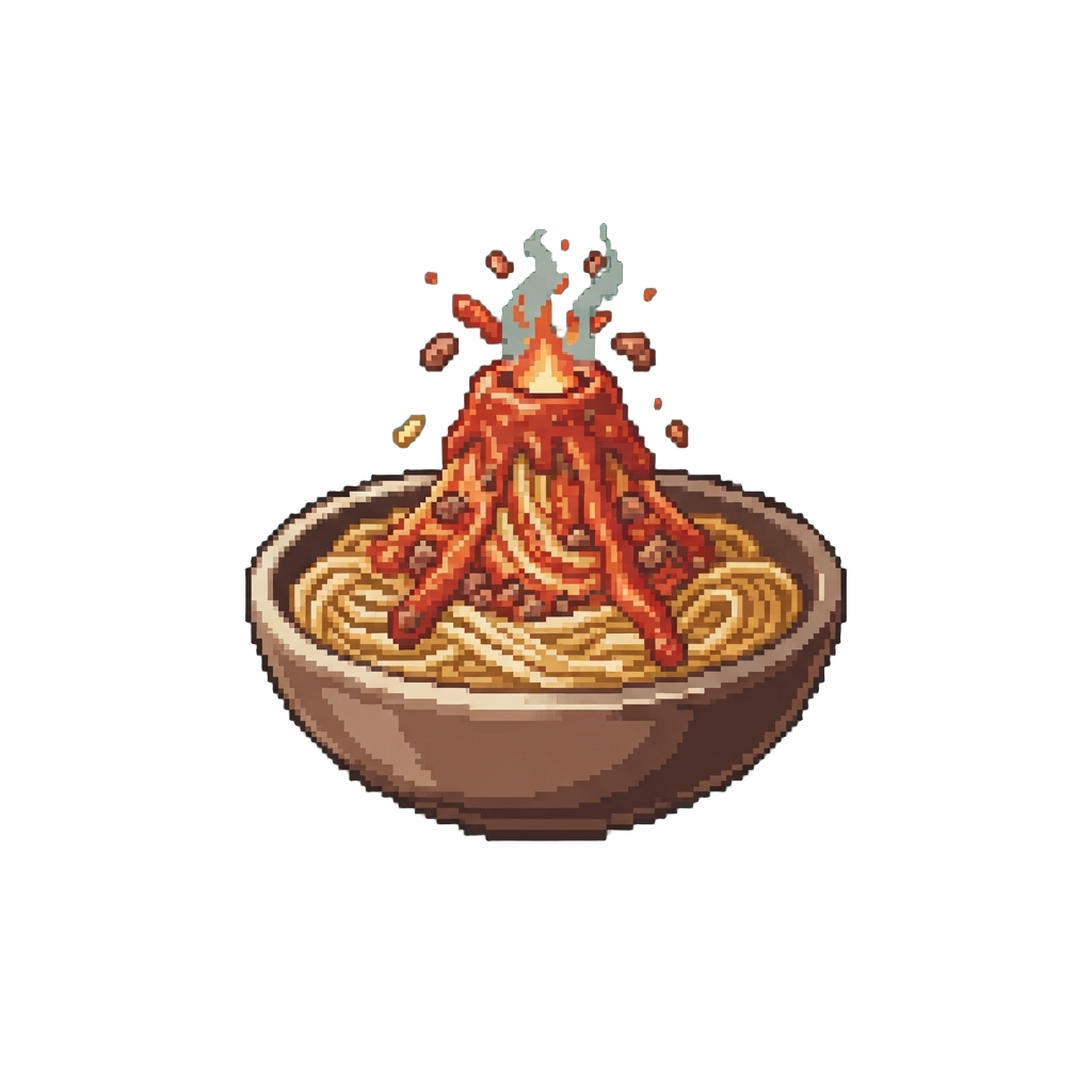 An Exploding Volcano Bowl of Spaghetti
