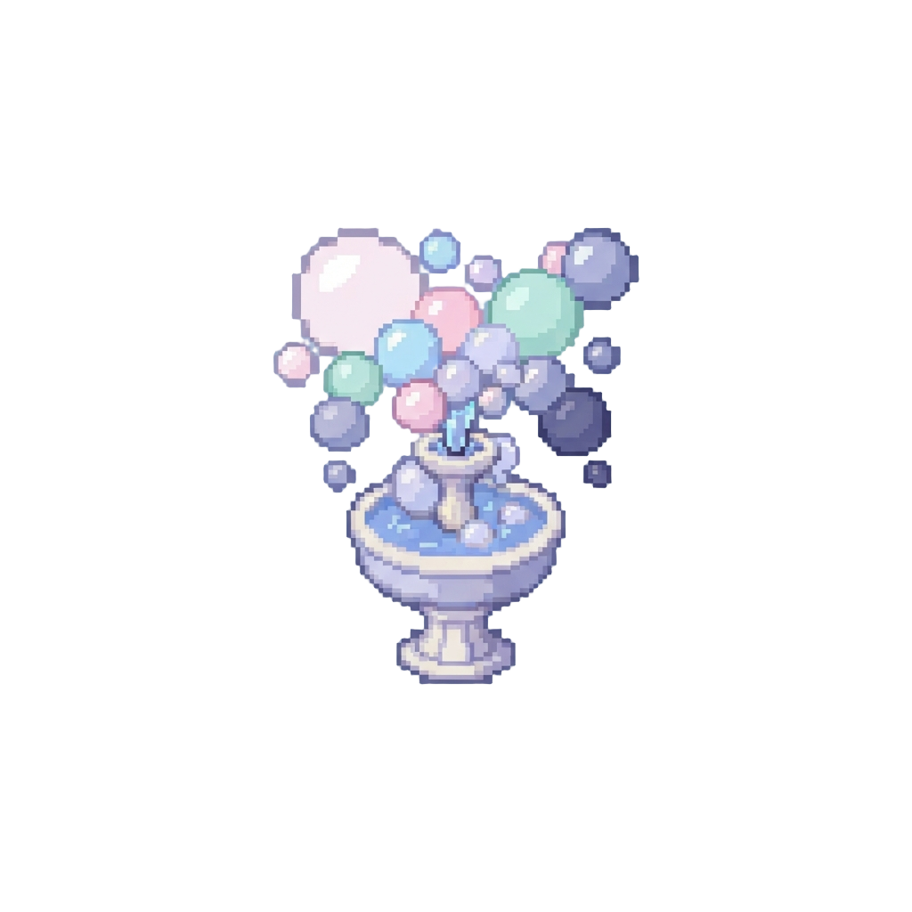 A Fountain of Soft Pastel Bubbles