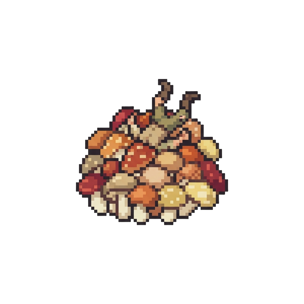 A Dramatic Wipeout Into a Massive Pile of Soft Woodland Mushrooms