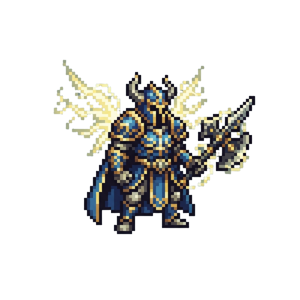 An Armored Thunder God with Crackling Lightning Wings Wielding Combined Weapons Styled After Both @image1 and @image2